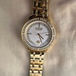 Versus Versace Gold Watch with Crystal Accents